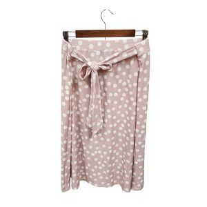 Melissa Paige Skirt Women XL Pink Polka Dot Belted Midi Mid Casual